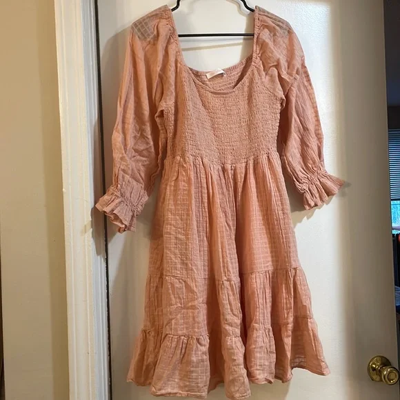 Bella Ella Boutique Peachy Pink Smocked Mini Dress - Picture 3 of 5